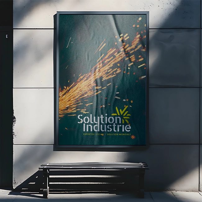 Affiche verte de Solution Industrie - Atelier Chose & Co, Agence branding industrie