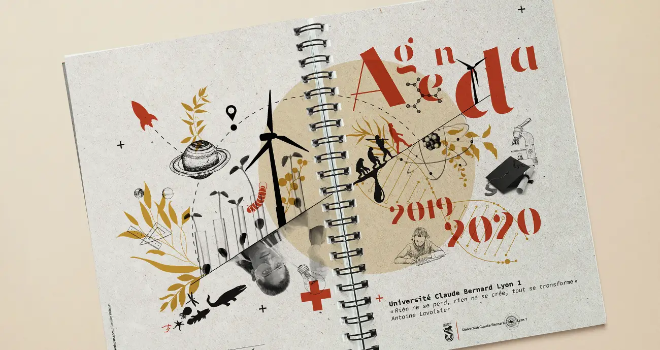Couverture de l'agenda édition 2019 de l'UCBL Lyon 1