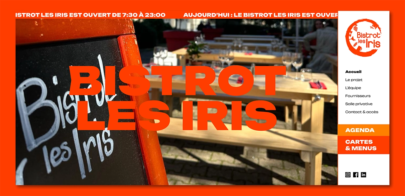 Screenshot de la Hero section du site du Bistrot