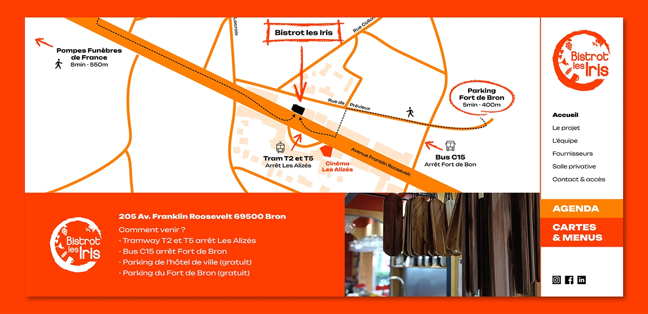 Screenshot de la page contact situant le Bistrot
