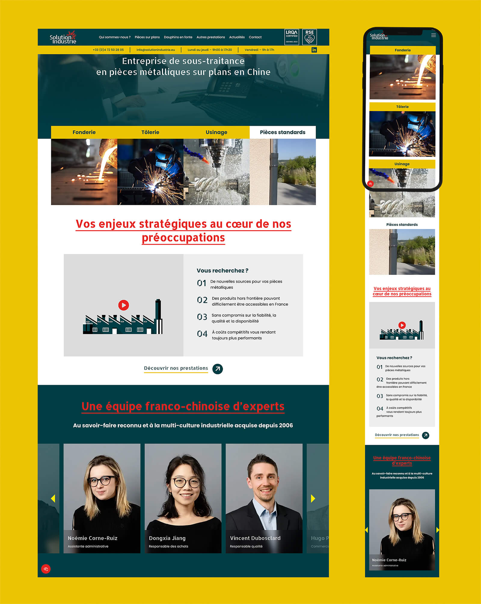 Présentation responsive de Solution Industrie - écrans et mobiles