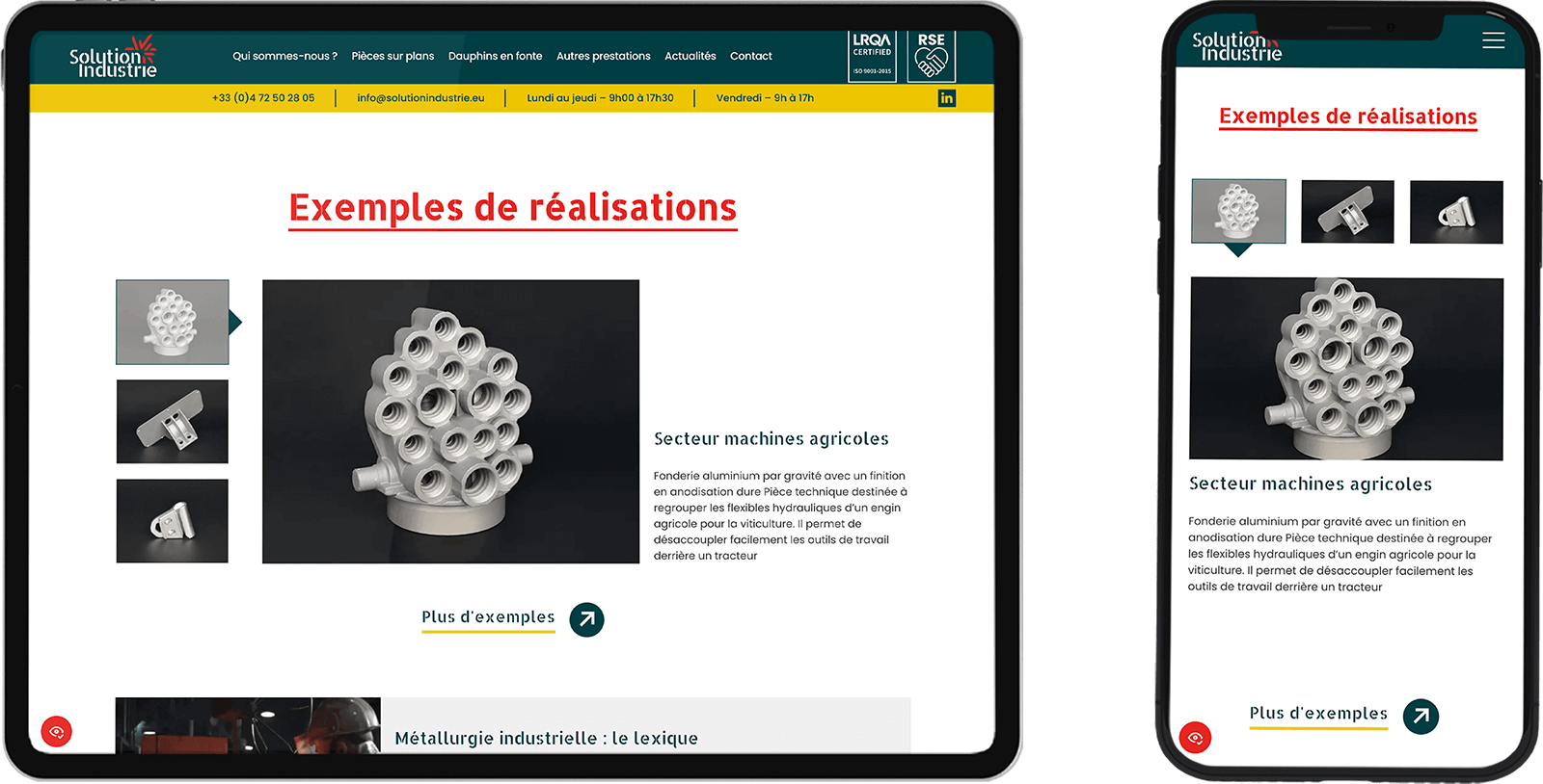 Site web et mobile de Solution Industrie