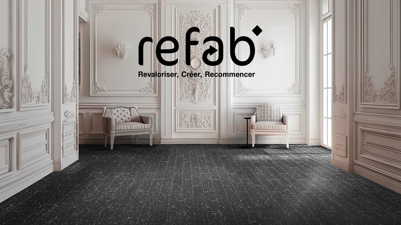 Photographie d'un intérieur avec un revêtement de sol REFAB