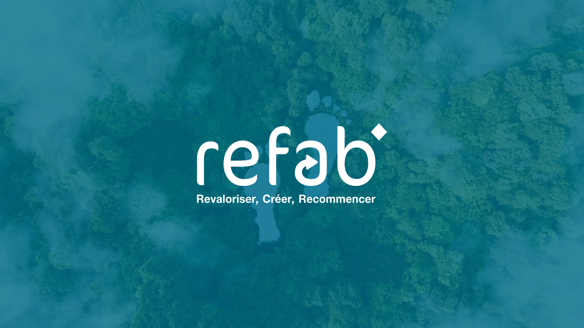 Logotype de Refab sur fond photographique pour l'identité Refab - Artepy