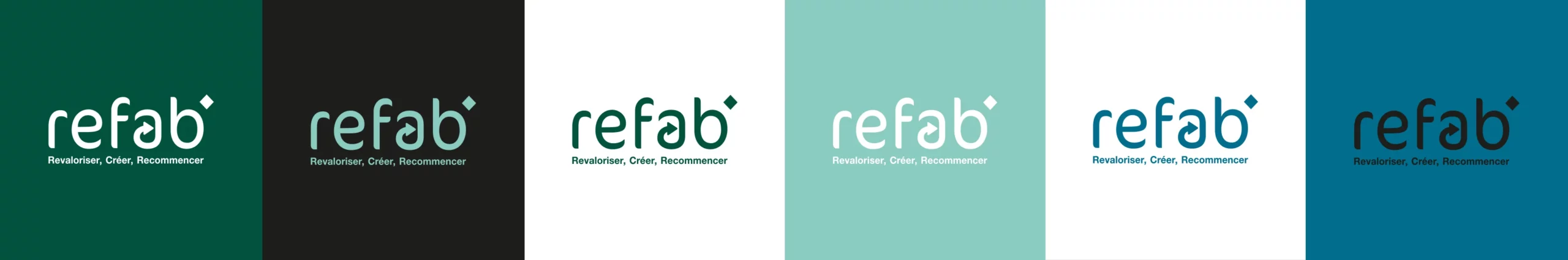 Déclinaisons colorées du logotype de Refab