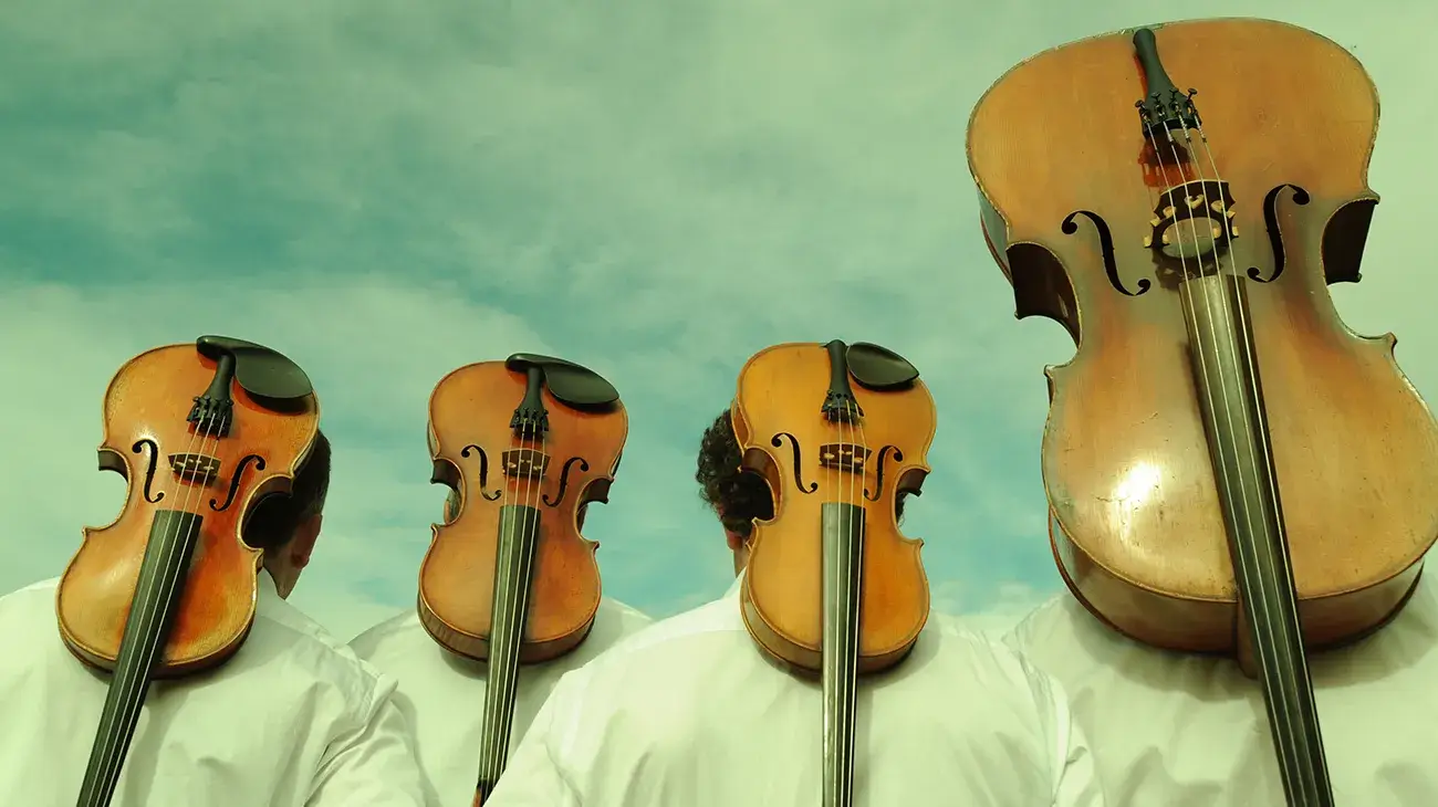 Photo du Quatuor Debussy édition 2017 - violons derrière la tête