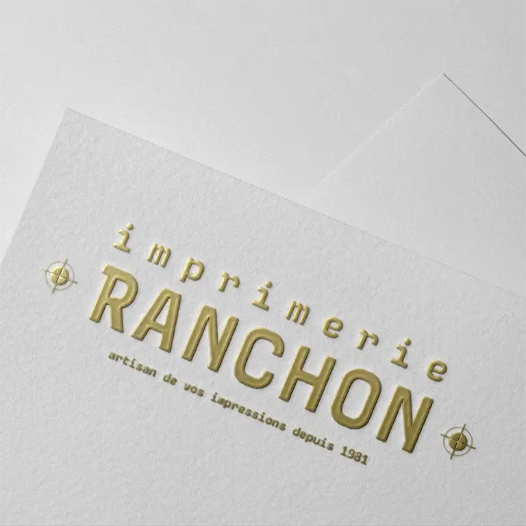 Logo de l'Imprimerie Ranchon avec gaufrage et dorure