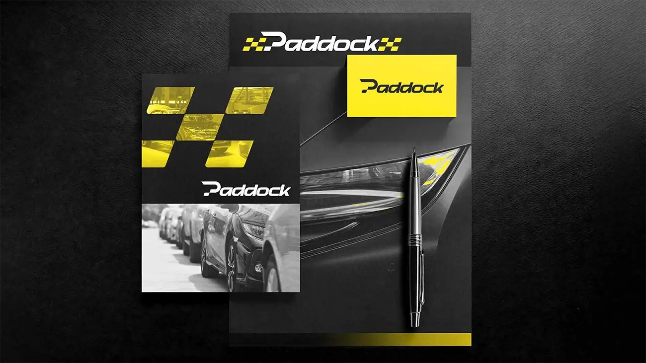 Déclinaisons de l'identité de marque Paddock et signalétique