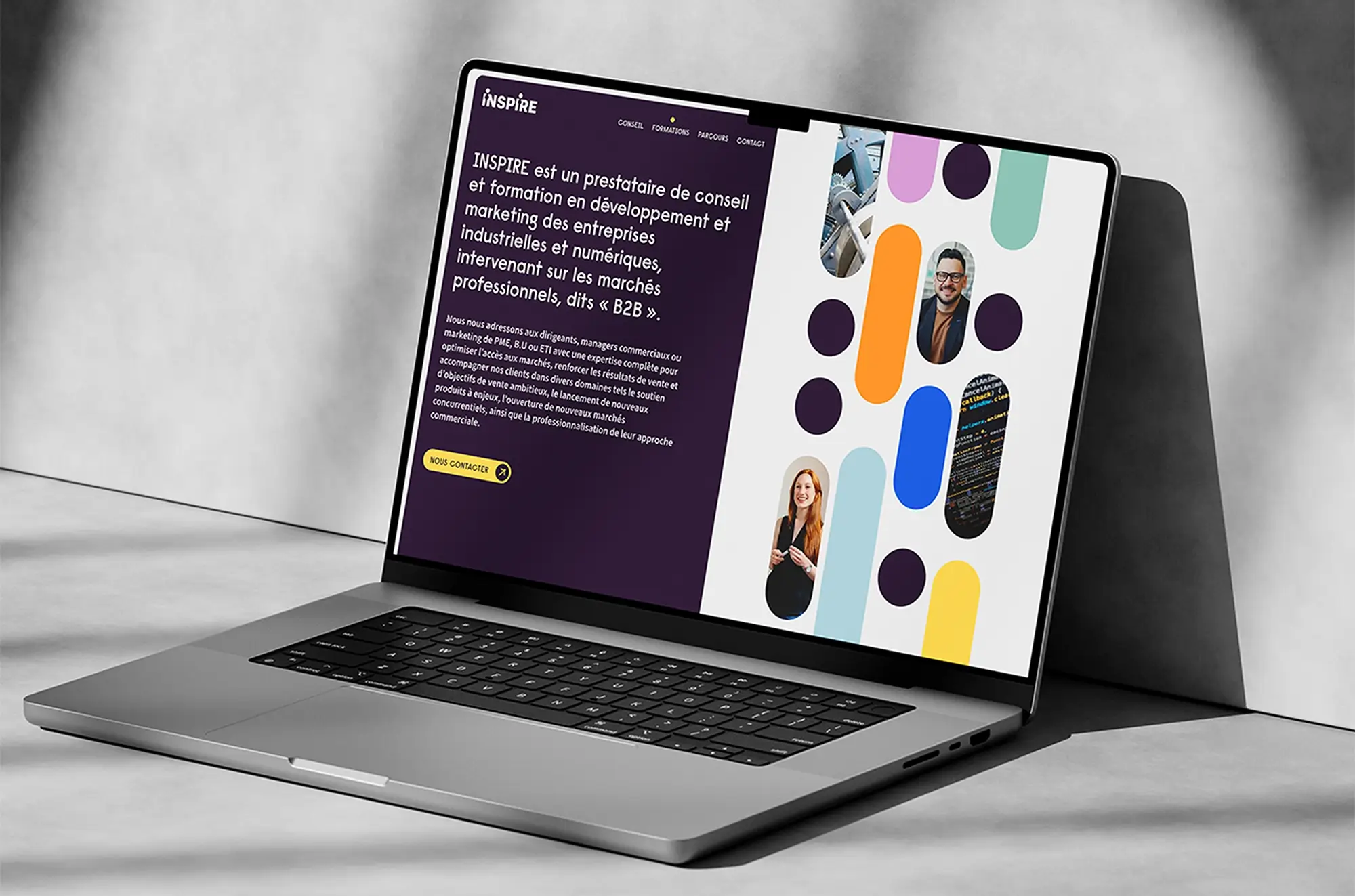 Mock-up du site web inspire version écran 15pouces