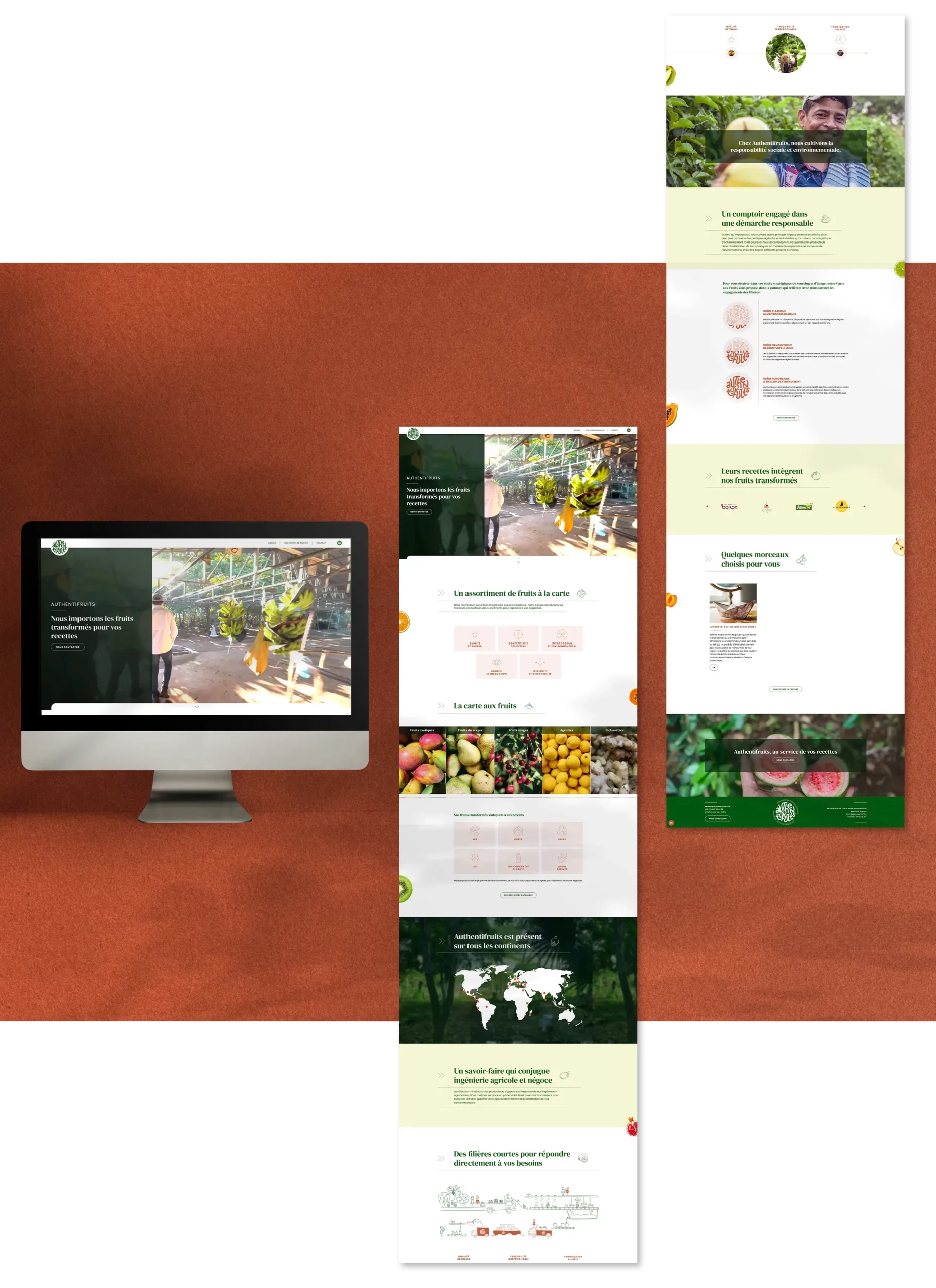 Vues de la page d'accueil du nouveau site web Authentifruits