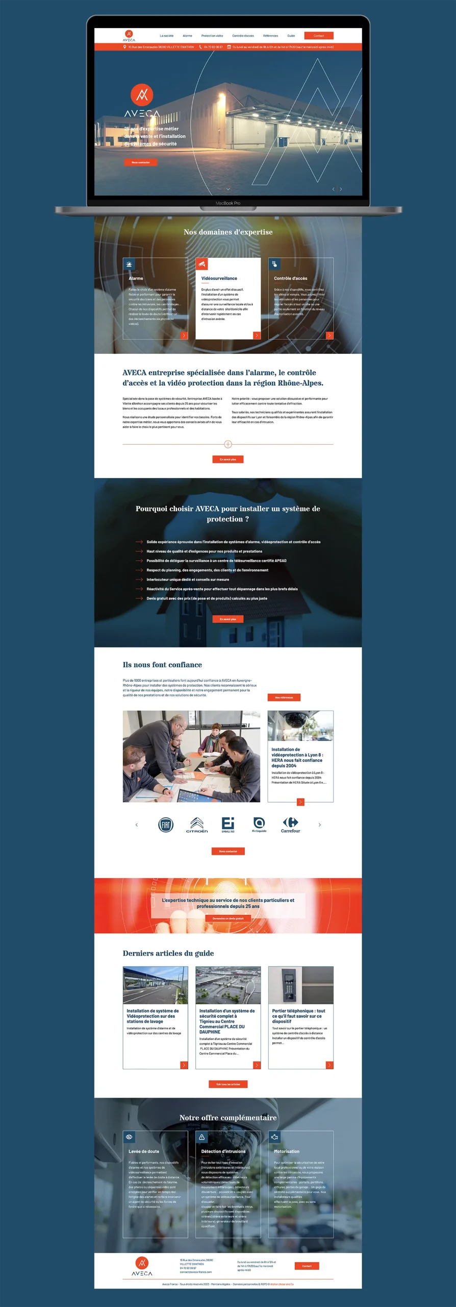 Webdesign du site internet d'Aveca